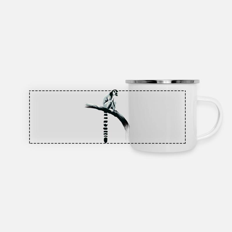 Lémurien catta - Mug panoramique émaillé - blanc