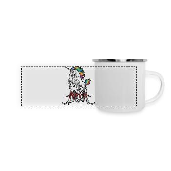 Einhorn Blegh Metal Metalcore Death Metal  - Panorama Emaille-Tasse - Weiß - Vorne
