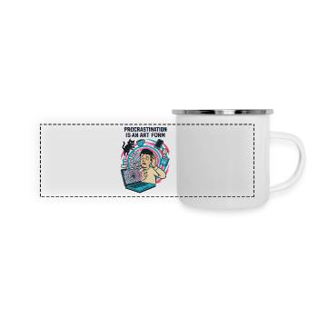 Procrastination : L'Art du Télétravail et du Rush - Mug panoramique émaillé - blanc - Devant
