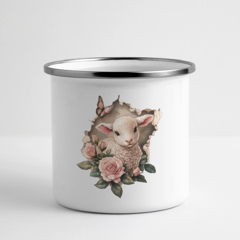 Agnello dolce Tazza smaltata con vista