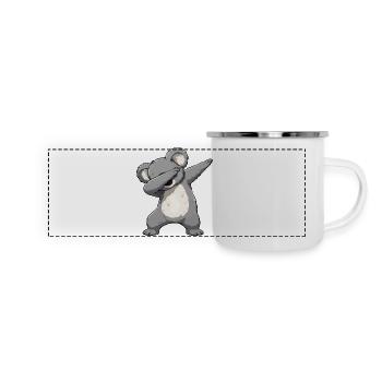 Dab-Koala Motiv – Cartoon Koala - Panorama Emaille-Tasse - Weiß - Vorne