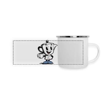 Mascotte vintage de la moka pot - Mug panoramique émaillé - blanc - Devant