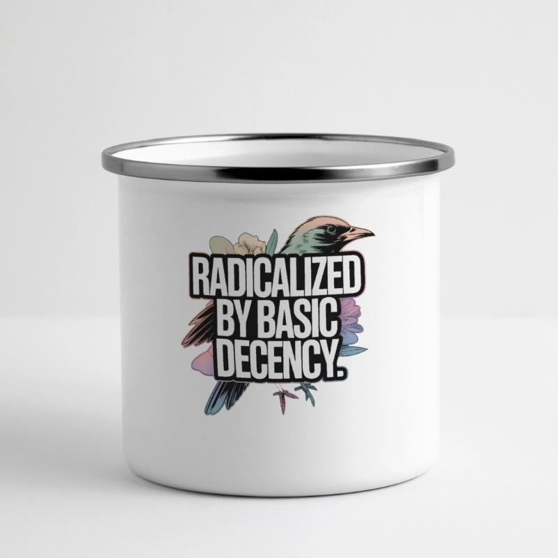 Radicalized by Basic Decency Statement Panoramic Camper Mug