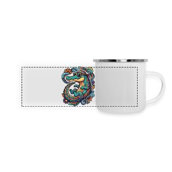 Retro Crocodile Creative Tropics Pattern Summery - Panoramic Camper Mug - white - Front
