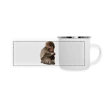 Punch - das einsame Äffchen - Panorama Emaille-Tasse - Weiß - Vorne