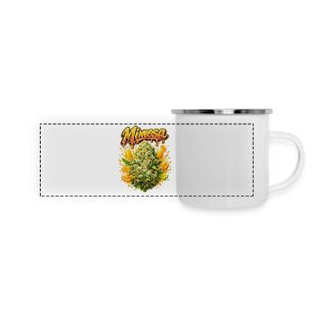 Mimosa-Graffiti-Druck - Panorama Emaille-Tasse - Weiß - Vorne