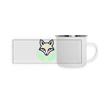Fuchs Farn Pastell Wald Logo - Panorama Emaille-Tasse - Weiß - Vorne