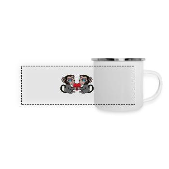 Monkey Heart Valentine's Day - Panoramic Camper Mug - white - Front