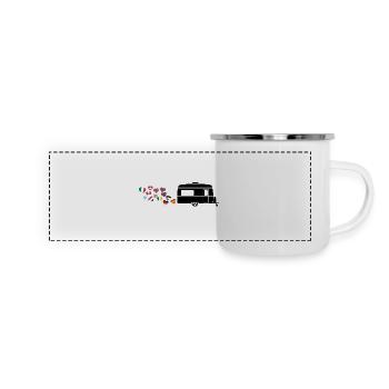 Caravane Road trip lover - Mug panoramique émaillé - blanc - Devant