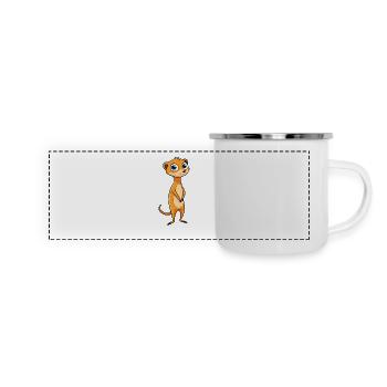 Erschrockene Erdmännchen-Cartoon-Illustration - - Panorama Emaille-Tasse - Weiß - Vorne