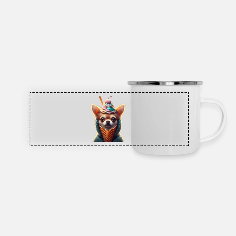 Chihuahuat Mignon en Cornet de Glace - Mug panoramique émaillé - blanc