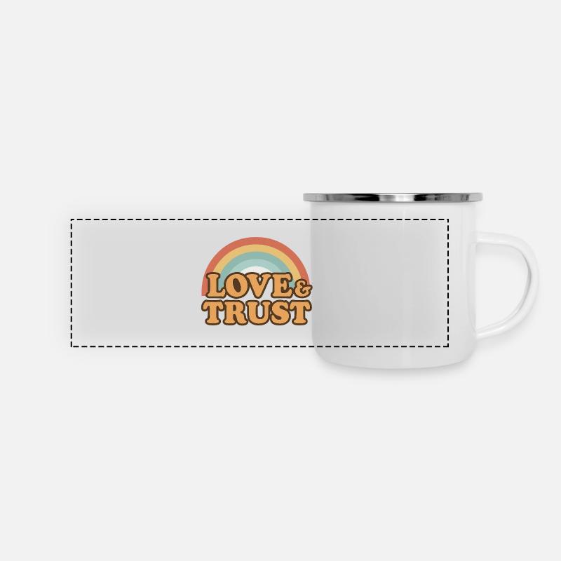 Retro Rainbow Love and Trust - Panoramic Camper Mug - white