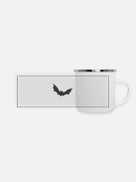 Fledermaus, Halloween, Robin, Grusel - Panorama Emaille-Tasse - Weiß