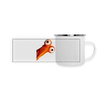 Funny orange bird with big eyes - Panoramic Camper Mug - white - Front
