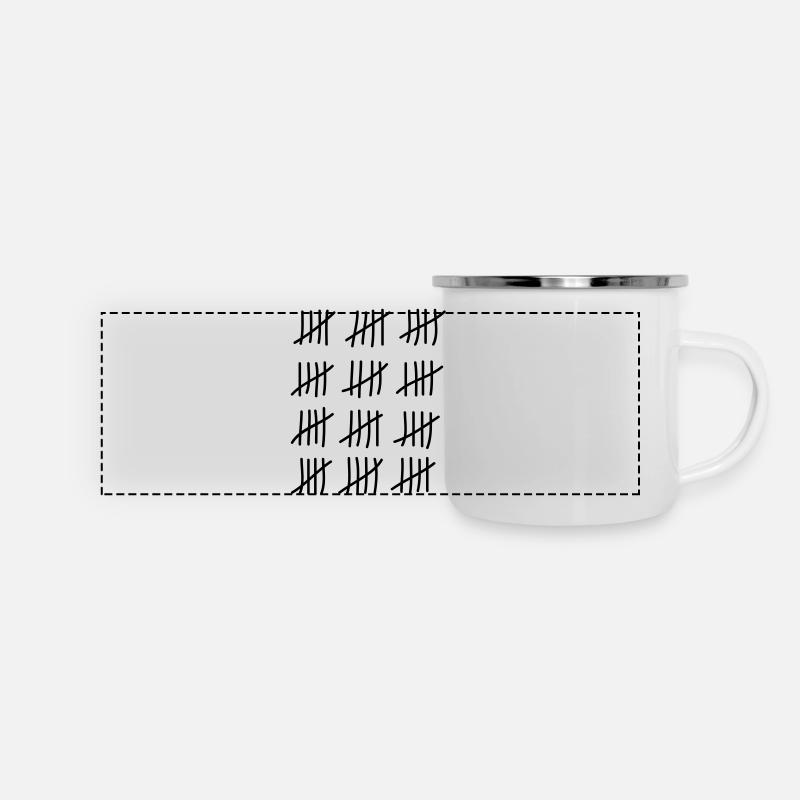 tage_zaehlen_60 - Panorama Emaille-Tasse - Weiß