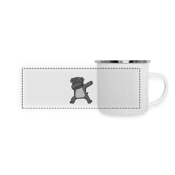 Bulldog Dab - dabbing bulldog - Panorama Emaille-Tasse - Weiß - Vorne
