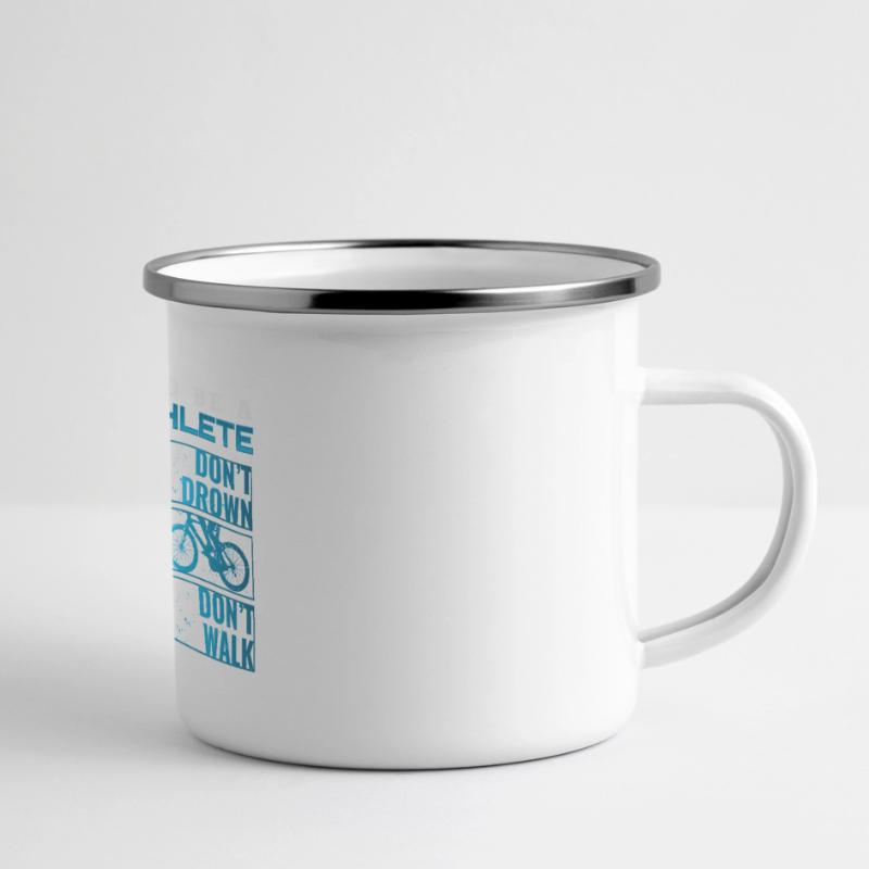Triathlon Tshirt Geschenk Evolution Männer Panorama Emaille-Tasse