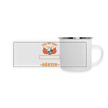 BIRKENFELD - Egal wie hart du bist BIRKENFELD ist - Panorama Emaille-Tasse - Weiß - Vorne