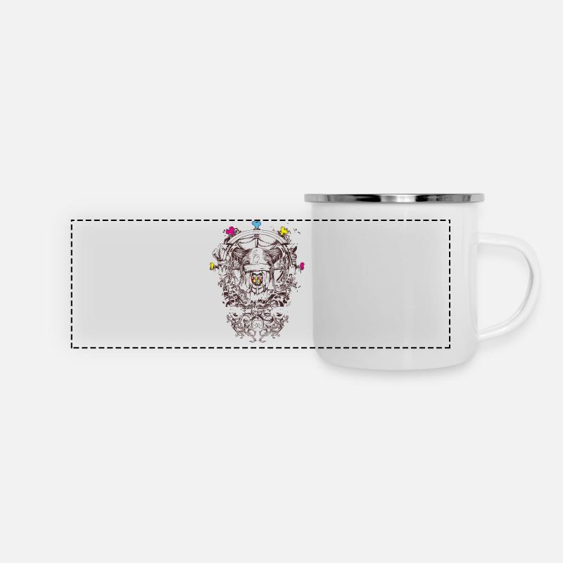 Art abstrait - créatures mythiques - Mug panoramique émaillé - blanc