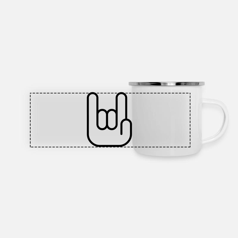 Hand - Panorama Emaille-Tasse - Weiß