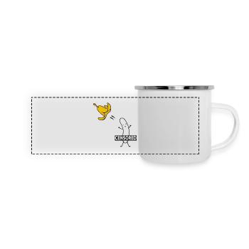 STRIPTEASE BANANA LUSTIGE COMIC - Panorama Emaille-Tasse - Weiß - Vorne
