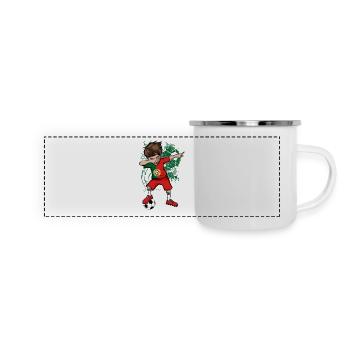 PORTUGAL Fußball WM Nationalmannschaft Dab - Panorama Emaille-Tasse - Weiß - Vorne