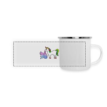 Einhorn kotzen sich übergeben Kinder Geschenk Idee - Panorama Emaille-Tasse - Weiß - Vorne