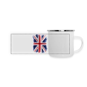 Britische Flagge - Panorama Emaille-Tasse - Weiß - Vorne