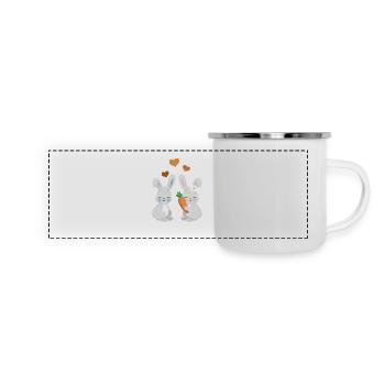 Lapins mignons - Mug panoramique émaillé - blanc - Devant