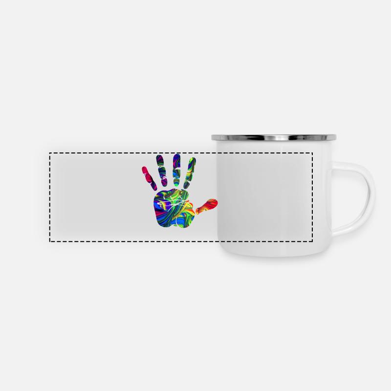 Main - Mug panoramique émaillé - blanc