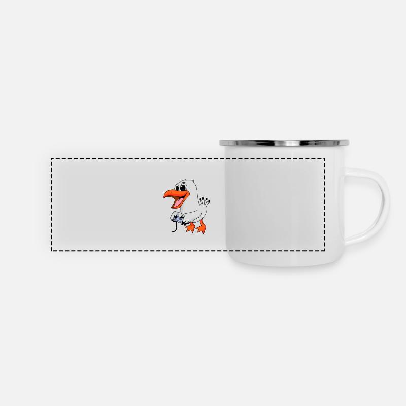 Can´t Hear You I´m Gaming Seemöwe Möwe Geschenk - Panorama Emaille-Tasse - Weiß