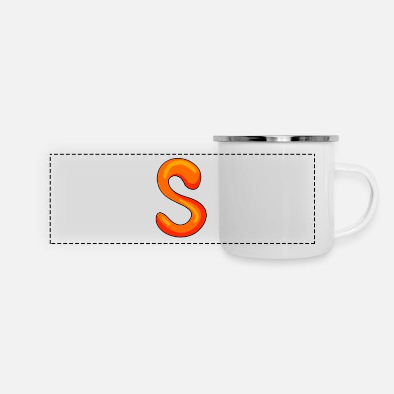 Buchstabe S - Panorama Emaille-Tasse - Weiß