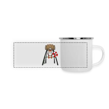 Rettungsschwimmer Ente - Panorama Emaille-Tasse - Weiß - Vorne