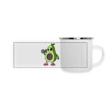 Haltère Avocado Sport Fitness Gym - Mug panoramique émaillé - blanc - Devant