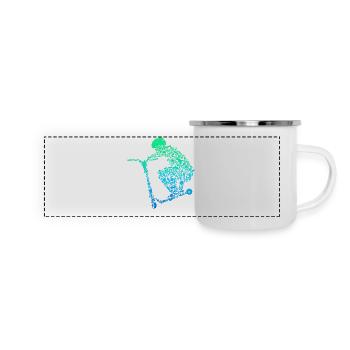 Scooter Roller Stunt Geschenk Jungen Kinder - Panorama Emaille-Tasse - Weiß - Vorne