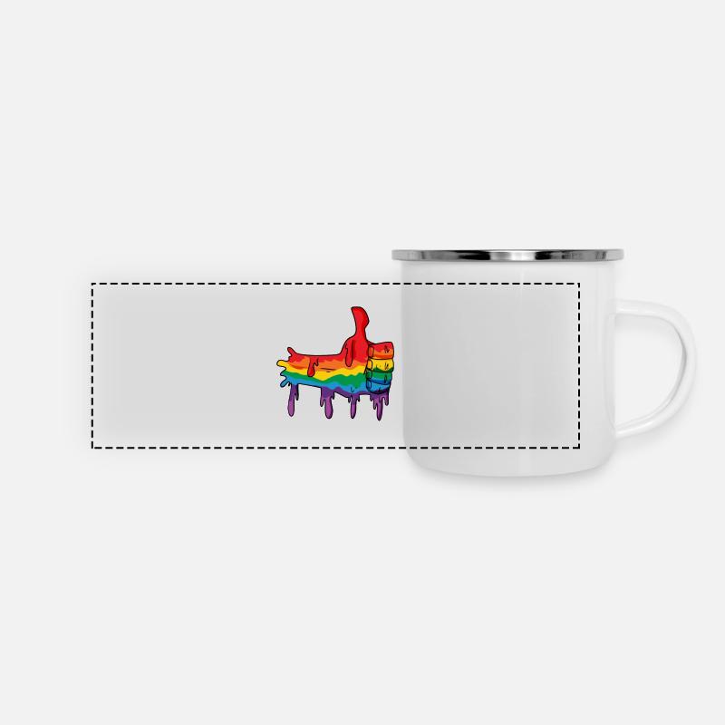proud gay pride flag rainbow rainbow gay - Panoramic Camper Mug - white