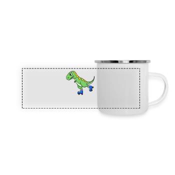 Inline Skating dinosaure - Mug panoramique émaillé - blanc - Devant