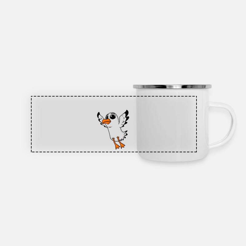 Moin Moin Baby Möwe - Panorama Emaille-Tasse - Weiß