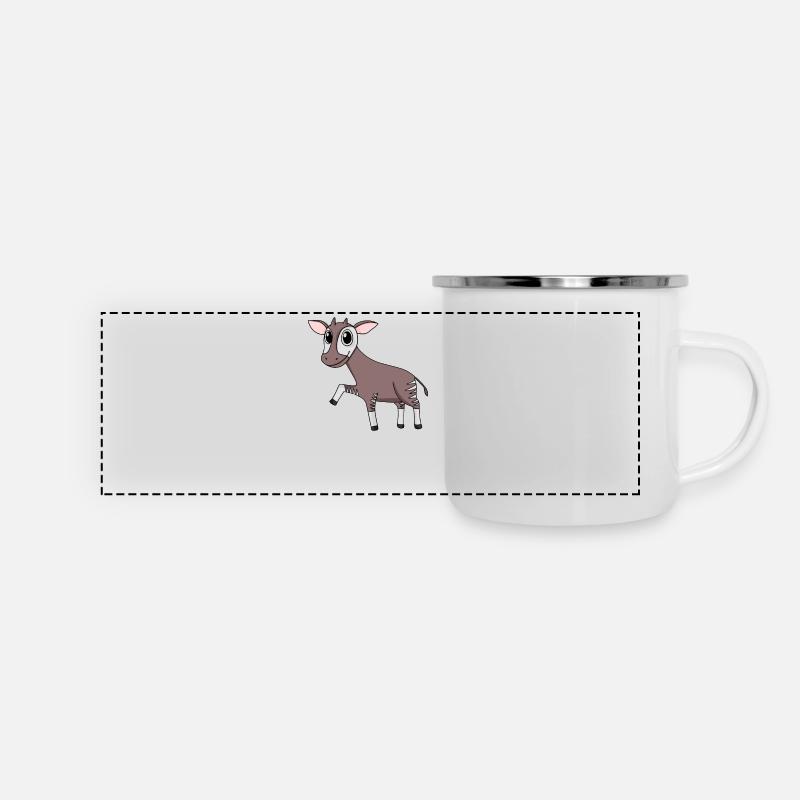 Okapi - Panorama Emaille-Tasse - Weiß