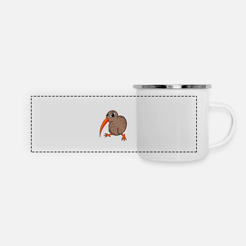 Kiwi Neuseeland - Panorama Emaille-Tasse - Weiß