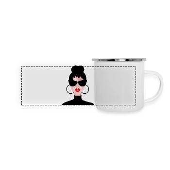 FEMME, GIRL, GIRLY, WOMAN, ADOLESCENT. TEENAGER - Mug panoramique émaillé - blanc - Devant