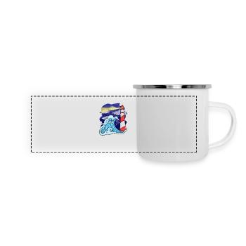 Texel Leuchtturm Nordsee - Panorama Emaille-Tasse - Weiß - Vorne