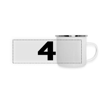 Zahl 4 in Schwarz - Panorama Emaille-Tasse - Weiß - Vorne