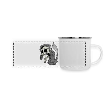 Sensenmann lacht lustig - Panorama Emaille-Tasse - Weiß - Vorne