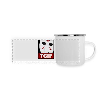 Horror mask thank God it's Friday - Panoramic Camper Mug - white - Front