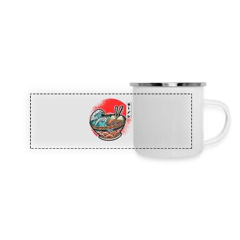 Ramen Bowl Wave Japanische Nudelsuppe - Panorama Emaille-Tasse - Weiß - Vorne