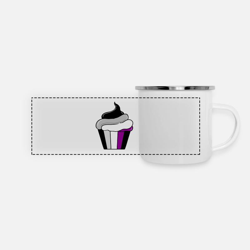 Ace Pride Cupcake - Panorama Emaille-Tasse - Weiß