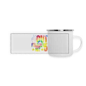 Endlich 5. Geburtstagsfeier Des 5-jährigen - Panorama Emaille-Tasse - Weiß - Vorne