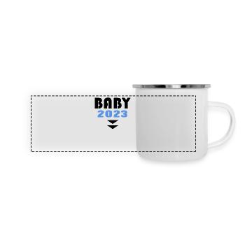 Baby 2023 Junge - Panorama Emaille-Tasse - Weiß - Vorne