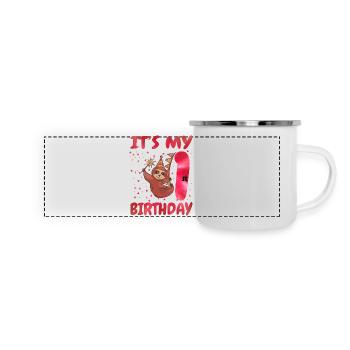 1st Birthday Cute Sloth Party Hut Themed Birthday - Panorama Emaille-Tasse - Weiß - Vorne